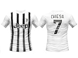 Sportbaer Federico Chiesa Fußballtrikot Saison 2022 2023. Weiß Schwarzes Trikot Nummer 7. Heimtrikot. Offiziell autorisierte Replik. Erwachsenen- und Kindergrößen. (8 Jahre)