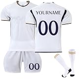 Generic Personalisierte R.Madrid Fußball Trikot, Customizable Trikot Mit Namen Kinder, Individuelles Fussball Trikot Shorts Socken Jungen Herren B