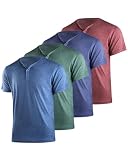 Liloak 4er-Pack Henley Shirt Herren Kurzarm,Classic Sommer T Shirts Männer mit Knop