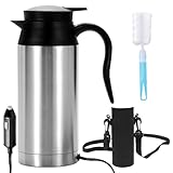 Auto Wasserkocher Edelstahl, 12V 750ml Reisewasserkocher Auto Zigarettenanzünder Tragbarer Edelstahl Reise Wasserkocher Auto Reise Teekanne Kettle für Heißwasser, S