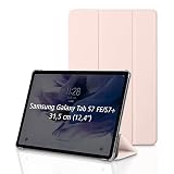 Hama Hülle für Samsung Galaxy Tab S7 FE/S7+/S8+ 31,5 cm 12,4 Zoll (aufklappbares Case für Samsung Tablet, Schutzhülle mit Standfunktion, transparente Rückseite, magnetisches Cover)