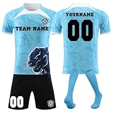 Generisch Fussball Trikots Shorts und Socken Anzug, Fussball Trikot mit eigenem Namen Nummer und Logo Kinder/Erwachsene, Personalisierte Fußball Trikot für Jungen/H