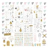 Hochzeit Sticker in Deutsch und Englisch, Liebe Fotoalbum Hochzeit Gästebuch Sticker Set, Vintage-Stil,Selbstklebend, Personalisierte,Für DIY-Dekoration, Hochzeit, Familie, Braut Bräutig