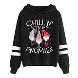 Frauen-Weihnachtsdruck mit, Langen Ärmeln, Sweatshirt, lässige Pullover-Oberteile Weihnachtspullover Für Kordel Dick