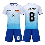 Generisch Deutschland Fußball Trikot mit Namen Nummer Logo Jungen, Personalisierte Fussball Trikot Set, Fußball Trikots Erw