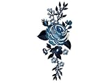 Mono-Quick Aufnäher Bügelbild Applikation zum Aufbügeln Rosen Blumen Blau 7 x 15