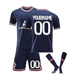 Trikot Kinder Personalisiert mit Namen FußBall Trikot 24/25 Fussball Trikot Kinder Set Herren, Fussballtrikot Kinder Jungen, Football T-Shirt, Shorts und Socken für Jungen Anzug