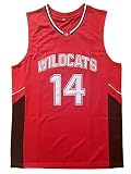 Herren Wildcats High School Jersey, 14 Troy Bolton Basketballtrikot, 8 Chad Danforth Basketballtrikot/Shirt, 14 Bolton Red, S