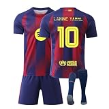 Yamal #10 Trikot Set für Kinder Barça 25/26 Heim Jersey Fußballshirt Für Jungen Und Mädchen Authentisch，mit T-Shirt Shorts Socken für Kinder,Geschenke für Fußballfans,Poly