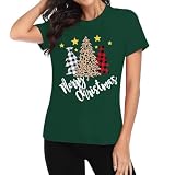 der Discounter, Weihnachtsshirt Damen T Shirt Weihnachtsbekleidung Kleid Festival Weihnachts Kurzarmpullover Tshirts Outfit Curvy T-Shirt Gelb, S