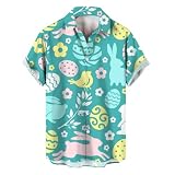 Hemden für Herren und Erwachsene, kurzärmelig, klassische Charaktere, Ostereier-Hemden, lässig, bedruckt, Designer-Festivals, Urlaub, Tops, pflegeleicht, faltenfrei, Hawaii-Urlaubs-Outfits, entsp