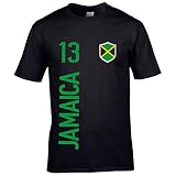 FanShirts4u Herren Fan-Shirt Jersey Trikot - Jamaika/Jamaica - T-Shirt inkl. Druck Wunschname & Nummer WM (S, Jamaika/schwarz)