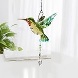 Kristall-Sonnenfänger Grüner Kolibri Anhänger hängender Kronleuchter Prisma Regenbogenhersteller Ornament für Fenster Sun Catcher, Hausgarten Dek
