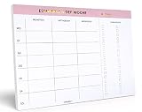 Montagsliebe® Magnetischer Essensplaner & Einkaufsliste zum Abreißen, Wochenplaner Meal Planner DIN A4, Kühlschrank Magnet Block mit Goldschrift,