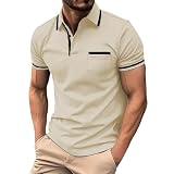 Poloshirt Herren Kurzarm Schlank Leicht T-Shirt mit lässigem Kragen Atmungsaktiv Hygroskopisch Poloshirts Einfarbig schnelltrocknendes Sport Tshirts Training Tennis Western Sp