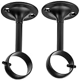 Amazon Basics Gardinenstangen Deckenhalterung Metall, Vorhangstange Deckenbefestigung für Stangen bis 25 mm, 2er-Set, Schw