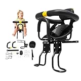 LENJKYYO Kindersitz Fahrrad Vorne, Fahrrad Kindersitz mit Sicherheitsgurt & Klappbügel, verstellbare Sitzlänge (40-56cm) & Pedalhöhe, Kinder Fahrradsitz für Mountainbikes, Citybikes & F