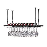 Weinregal, Wandmontage mit Flaschen- und Glashalter/Metall-Weinglasregal/hängender Weinhalter/Wandhalterung/Weinflaschenregal/umgekehrter Weinglashalter/Weinregal, Schwarz (Anzug 100 Stück)