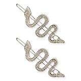 AIYVELU 2 Pcs Schlange Stirnband, Silber Strass Schlange Stirnband mit Strass Schlange Design, einfache Twist Medusa Haarspange, Schlange Haarspange, geeignet für Damen und M