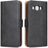Bozon Galaxy J5 2016 Hülle, Leder Tasche Handyhülle Schutzhülle für Samsung Galaxy J5 (2016) Flip Wallet mit Ständer und Kartenfächer/Magnetverschluss (Schwarz)