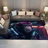 UERWOWELL Handsome Monkey Anti Slip Teppiche Wildlife Monkey Print Teppich Weicher ultradünner Teppich, der unter die Tür passt Leseteppiche Waschbare Türmatte 160x220