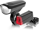 DANSI Fahrradleuchten-Set StVZO I LED-Fahrradlicht I Rad-Licht hell vorne (30/15 Lux, Batterie-Leuchtense)