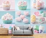 Cartoon Kreativ Dreidimensional Dessert Kuchen 3D Tapete Mit Einfacher Anbringung Büro Wohnzimmer Sofa Schlafzimmer TV Hintergrund Wanddekoration-250cm×170