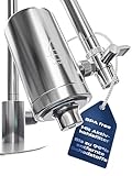 VILTARO® Wasserfilter Wasserhahn mit Kalkschutz – nur 2 Cent/Liter Trinkwasser, BPA-frei, Edelstahl, wassersparender Strahlregler, Aktivkohle | Filter Wasserhahn, Wasserhahnfilter für Trinkw
