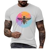 Bienenfest Herren Tshirt 3D Vintage Biene Drucken T-Shirt Rundhals Kurzarm Shirt Imker Sommer Lustig Oversize T Shirt Outdoor Oberteil Regular Fit Bee Muster Streetshirt Männer Geschenk