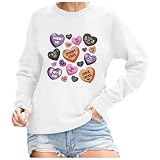 Generisch Lockeres Oberteil für Damen, Kapuzenpullover mit süßem Halloween-Print Silvesteroutfit Damen Damen Halloween Kostüm Damen Pullover Sweatshirt Kürbisse Oversized Sweatshirt (White-a, L)