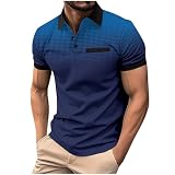 Poloshirt Herren Kurzarm Sommer T Shirt 2024 Regular Sportshirt Passform Workout Fitnessshirt Stretch Sportstyle Outdoorshirt mit Tasche Strand Shirt Bequeme Casual Tops S