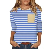 Damen Sommer Casual V-Ausschnitt Halbarm Wickeloptik T-Shirt Damen 3/4-Ärmel-Shirts Damen Süße Oberteile T-Shirts Grafik Blusen Lässige Basic-Oberteile in Übergröße Pullover Blusen & Tuniken D