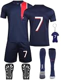 Heartsking Fußball Trikot Sets für Kinder Nr. 7/Nr. 10 Fußballtrikots Hause/Auswärts Fußballtrikots Fussball T-Shirt Shorts Socken Schienbeinschoner und Schlüsselanhänger Geschenke für Jungen M