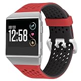 Faychey Kompatibel mit Fitbit Ionic, Armband für Damen und Herren, weiches Sport-Silikon, verstellbar, atmungsaktiv, kompatibel mit Fitbit Ionic, für Damen, Herren, Mädchen, Jungen, Rot-Schw