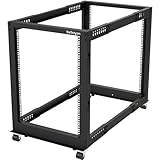 StarTech.com 4-Pfosten 15 HE Mobiles Open Frame Serverrack, 19 Zoll Netzwerk Rack mit Rädern, Rack für Computer/AV/Daten/IT Geräte - Rollen, Nivellierfüße oder Bodenmontage (4POSTRACK15U)