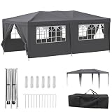 Velway Faltpavillon 3x6m Wasserdicht Pavillon - Anti-UV Stabil Winterfest Faltbar Partyzelt - Gartenpavillon mit 6 Seitenwänden & Dach 12 Erdhaken & 6 Seile - Gartenzelt für Freien Hochzeiten - G