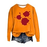 GFPGNDFHG Halloween Kostüm Sweatshirts I'm Fine Blood Muster Sweatshirts Hoodie Damen Reißverschluss Sweatshirts I'm Fine Blood Print Langarmshirt Hoodie Schwarz Longshirt D