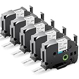 Upwinning Tz 241 D410 Bänder 18mm Kompatible mit Brother P-Touch Bänder 18 mm x 8 m, TZe-241 Tze241 Tze 241 Weiß, für Brother Beschriftungsgerät Ptouch D400 D400VP D450 1830 900 PT-2430, 5er-pack