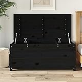 BaraSh Truhe Schwarz 110x50x45,5 cm KleinmöBel Massivholz Kiefer Holztruhe Mit Deck