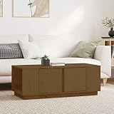 Homgoday Couchtisch, braun, 110 x 50 x 40 cm, Kiefer-Massivholz, Couchtisch, Couchtisch, Tisch für Büro, Schlafzimmer, G