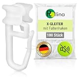 Rollina X-Gleiter | Gardinenhaken für Schienen mit 6mm Innenlauf-Breite | Vorhanghaken | Gardinengleiter für 6mm Laufkanal | Made in Germany