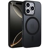 KPPIT Schutzhülle für iPhone 16 Pro Max, kompatibel mit MagSafe 17,5 cm (6,9 Zoll), magnetische Hülle, iPhone 16 Pro Max, dünn, durchscheinend, matt, Schw