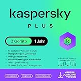 Kaspersky Plus Internet Security 2026 | 3 Geräte | 1 Jahr | Anti-Phishing und Firewall | Unbegrenzter VPN | Passwort-Manager | Online-Banking Schutz | PC/Mac/Mobile | Aktivierungscode per E