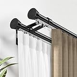 Vorhangschiene Doppelschienen-Vorhangstange aus Aluminiumlegierung, 1-6 m Lange Vorhangschiene zur Wandmontage, Premium-Design-Vorhangstangen für Schlafzimmer/Arbeitszimmer/Duschvorhang(Black,2.6m/8