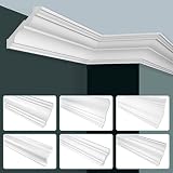 GRAND DECOR Stuckleisten Decke modern, PU Hartschaum weiß - 2m Deckenleisten glatt Abschlussleiste Stuckprofil Dekorleisten (2 Meter P828)
