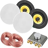 Pronomic CLS-540 WH Einbaulautsprecher Set 2-Wege 160W - Deckenlautsprecher mit Bluetooth & HiFi-Verstärker - Klarer Raumklang für Wohnzimmer, Gastronomie & I