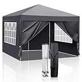 Bonnlo Pop-up Pavillon, Faltpavillon 3x3m, Höhenverstellbar, Wasserdicht Partyzelt mit 4 Seitenteilen, Gartenpavillon für Outdoor Hochzeit Garten Camping Party, G