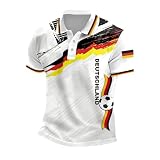 Uwdiohq Trikot Deutschland 2026 Wm Poloshirts Für Herren mit Deutschem Flaggenprint Reißverschluss Fußball Deutschland Retro Herren Tshirt Kläppchenkragen Trainingsshirt S-5XL Weiß 5XL