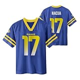 Puka Nacua Los Angeles Rams Blue #17 NFL Kinder Jugend 4–20 Name und Nummer Team-Farbe, Heimspieler-Fußballtrikot, Blau, 10-12