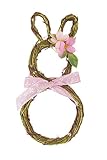 HEITMANN DECO Türkranz Hase mit Schleife und Blume - Tischdeko, Fensterdeko, Wanddeko - Frühling, Ostern, Osterdeko - Natur, Rosa, 32 x 14 x 2